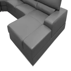 Naomi Italian Leather Sectional Dark Grey